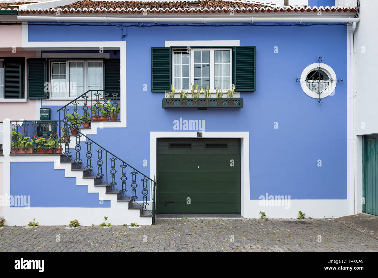 Building, Angra do Heroismo, world Heritage, Terceira, Azores, Portugal Stock Photo