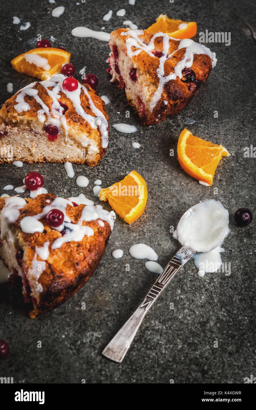 British English traditional pastries. Cookies pie cranberry scones with orange peel, with sweet