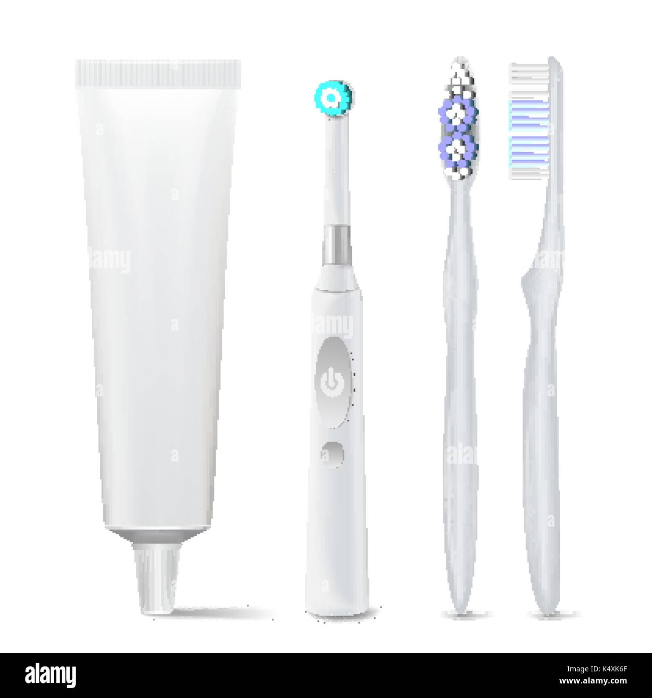 Download Electric And Plastic Toothbrush Toothpaste Tube Vector Mock Up For Branding Design Medicine Hygiene Concept Isolated Illustration Stock Vector Image Art Alamy