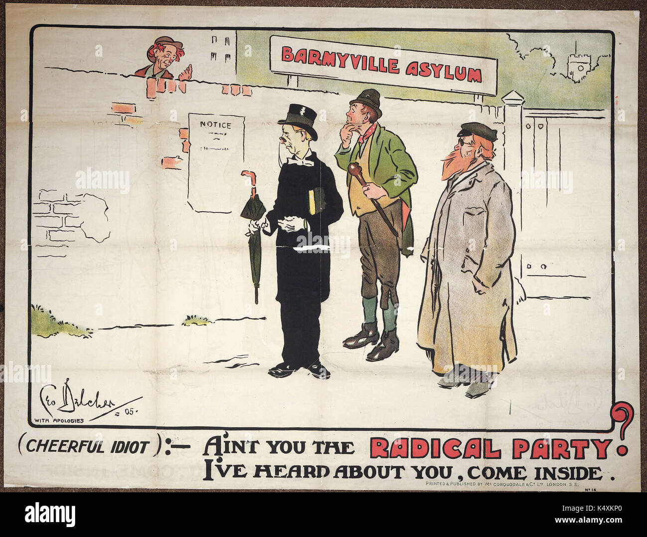 Ain't You the Radical Party  (Barmyville Asylum).  - British Political Posters, c1905-c1910 Stock Photo