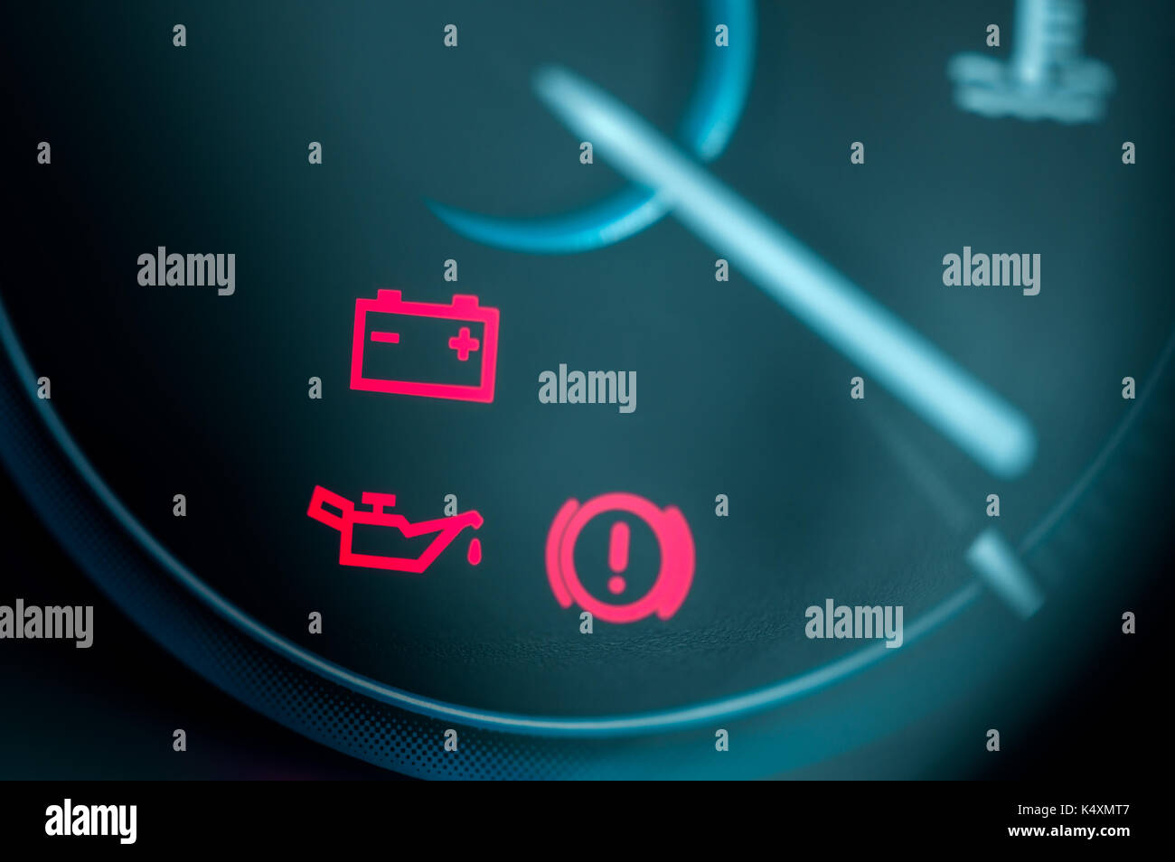 Closeup on car dashboard and warning icon Stock Photo Alamy