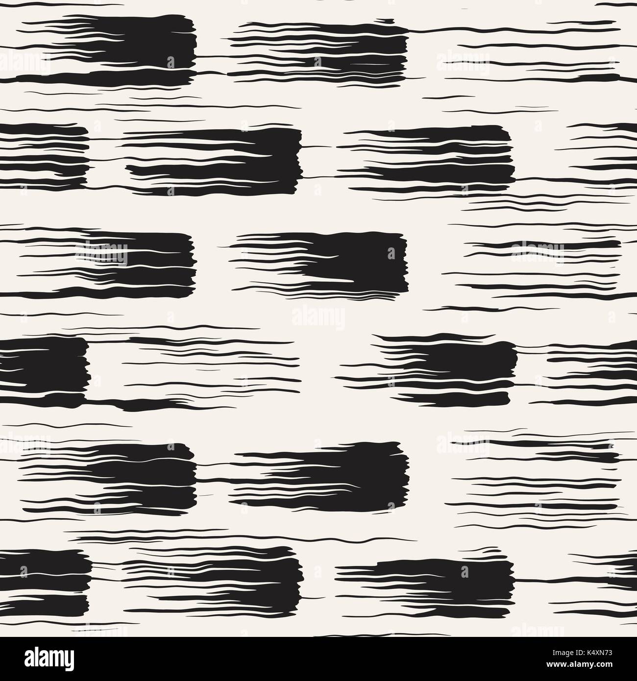Vector seamless pattern with brush stripes and strokes. Black and white ...
