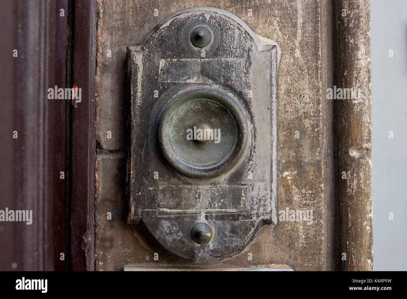 Closeup image of an old doorbell Stock Photo - Alamy