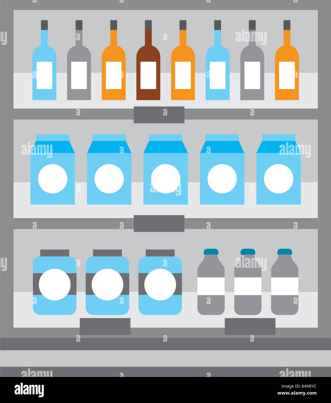 supermarket grocery and store drinks bottles and boxes Stock Vector