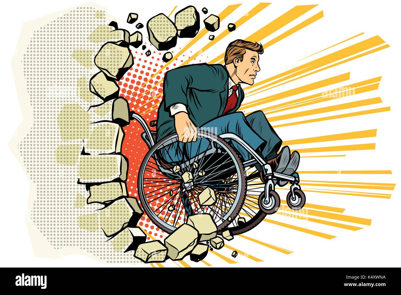 Businessman in a wheelchair. Disabilities and health Stock Vector