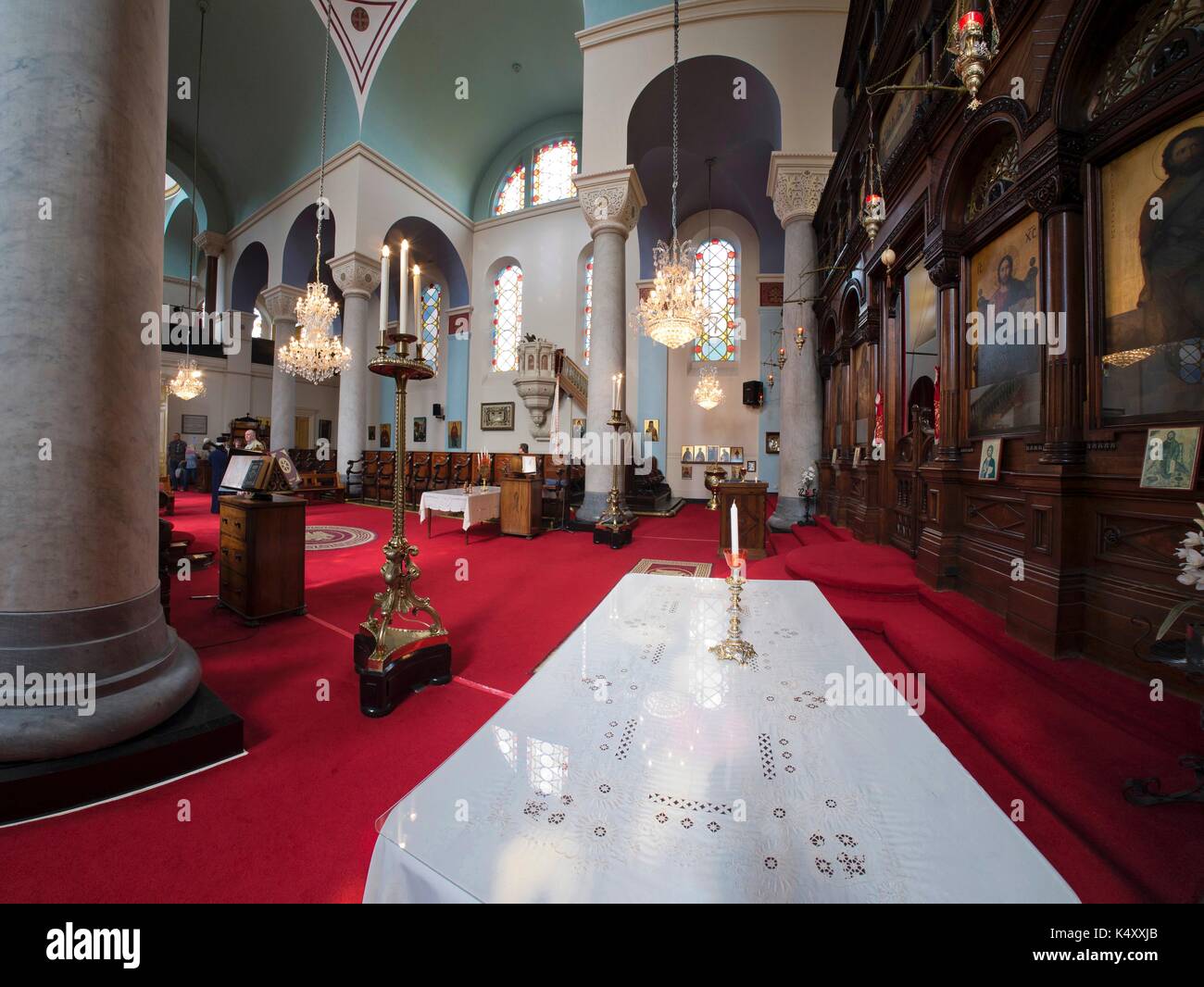Interior of St Nicholas Greek Orthodox Church, Liverpool. Stock Photo
