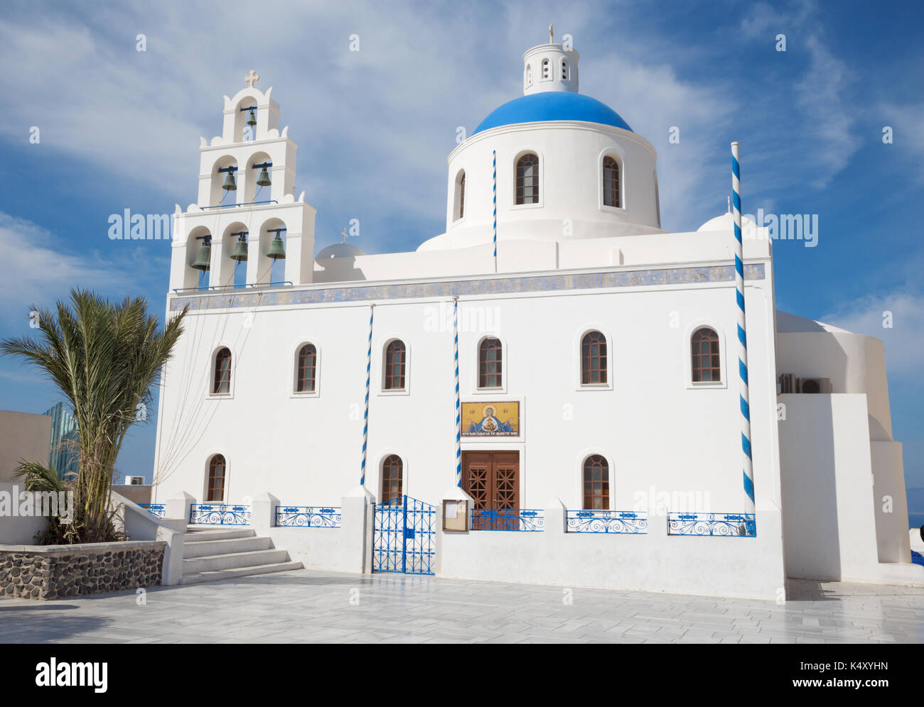 Santorini -  The orthodox church of Panagia in Oia (Ia). Stock Photo