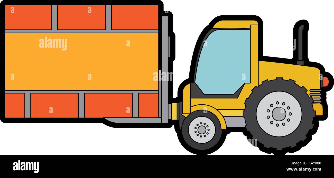 forklift vehicle with board construction vector illustration design Stock Vector