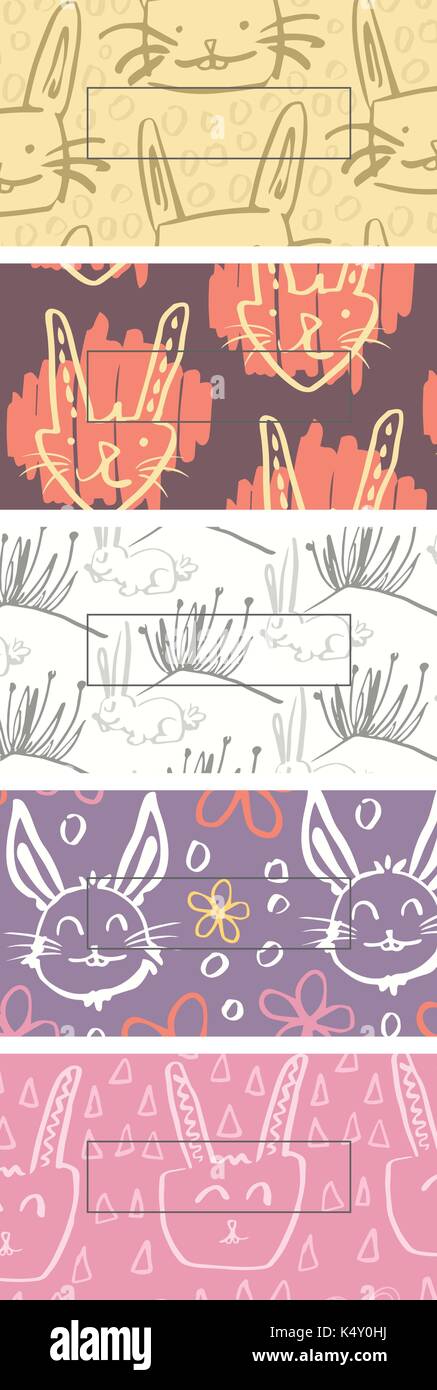 Icon set of easter bunny Stock Vector