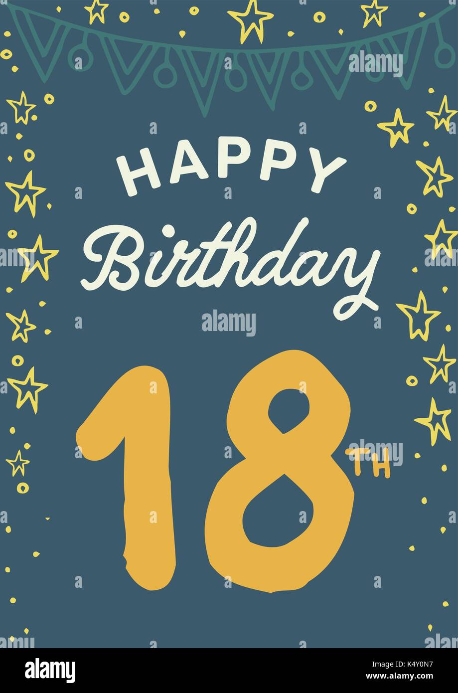 Happy birthday 18th years greeting card Stock Vector Image \u0026 Art - Alamy, image size:919x1390