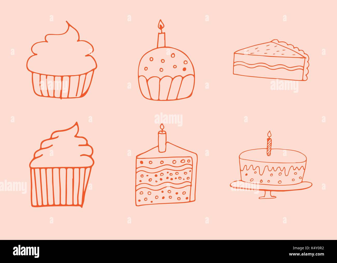 Vector set of various birthday cake Stock Vector
