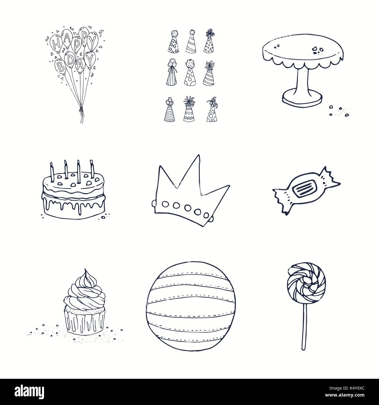 Various birthday celebration icons Stock Vector