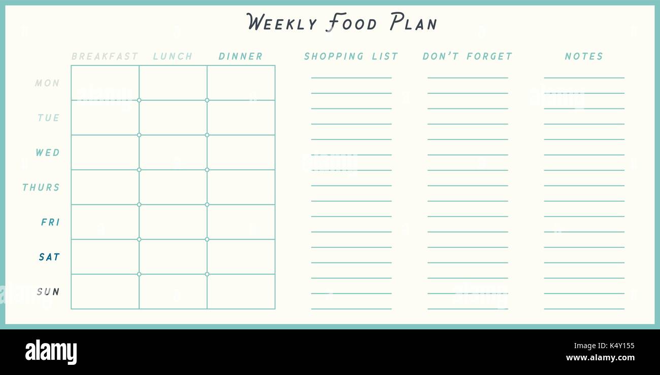Food planner template Stock Vector Image &amp; Art - Alamy