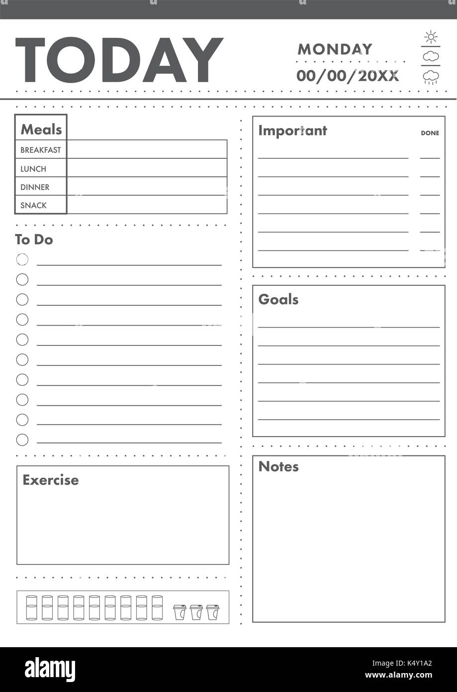 Monthly Planner Page Calendar And Project Organizer Template Stock