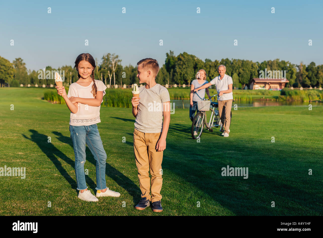 Children Eating Ice Cream Stock Photo Alamy