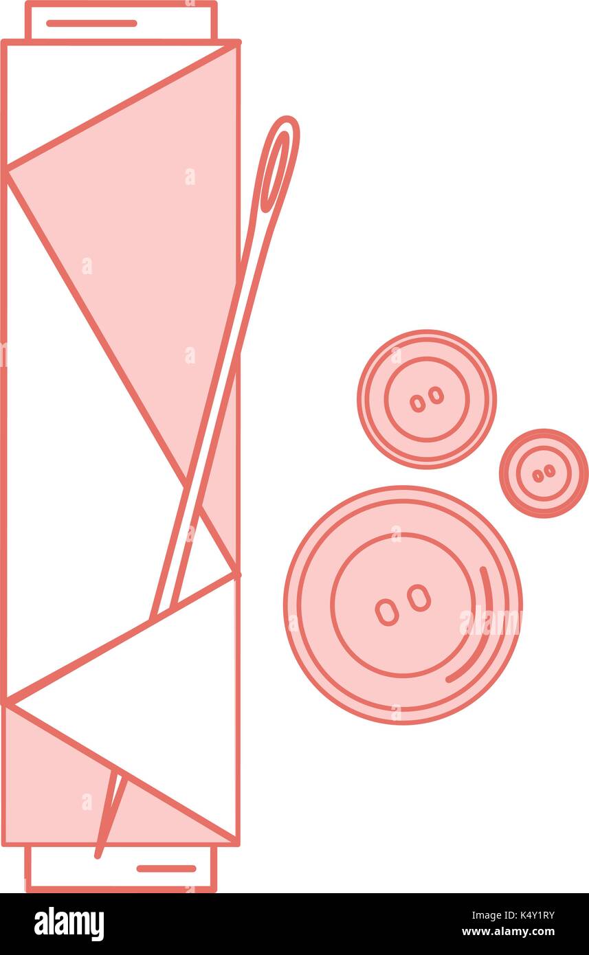 sewing thread tubes with needle and buttons icon vector illustration ...