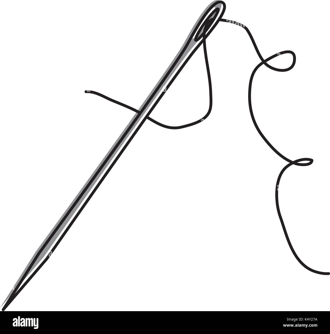Sewing needle threader tool in use and a single black string Stock Photo -  Alamy