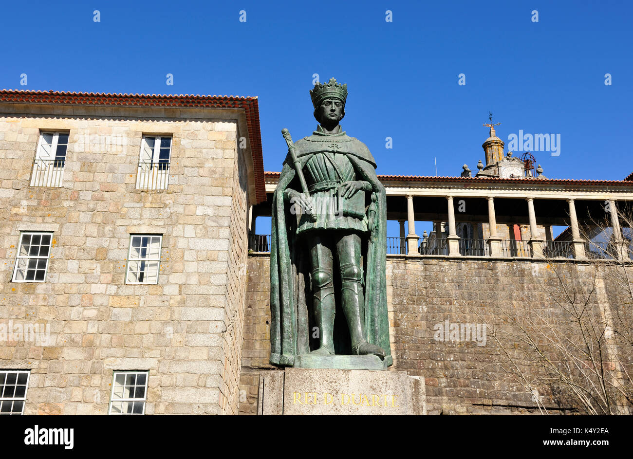 Statue of King Dom Duarte, Viseu historical centre. Portugal Stock Photo