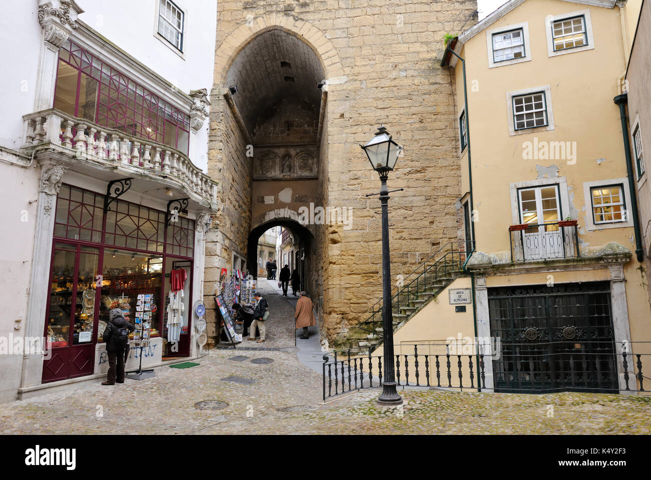 The medieval Almedina castle door, Coimbra, Portugal Stock Photo