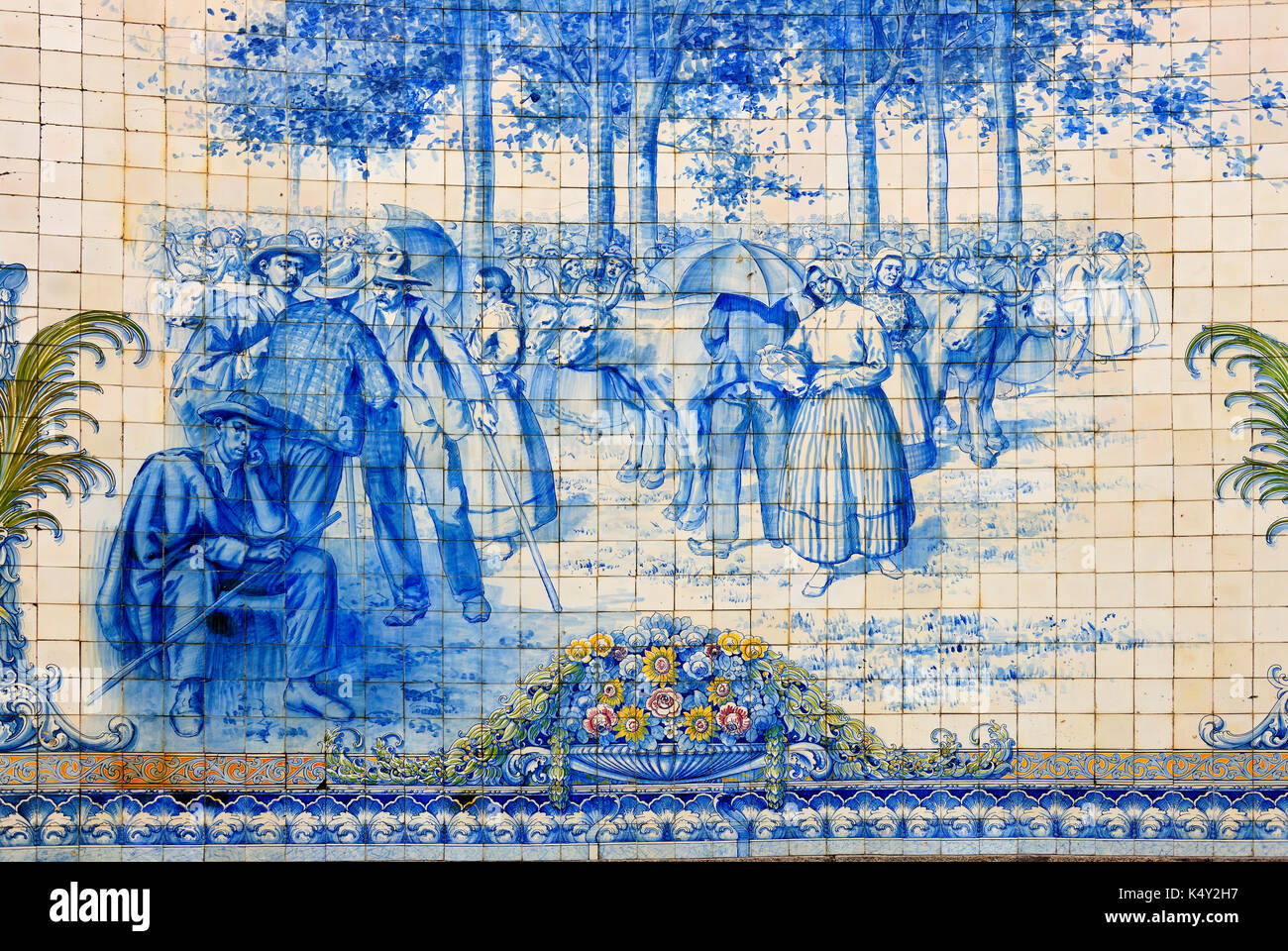 Traditional Tiles Azulejos In Viseu Portugal Stock Photo