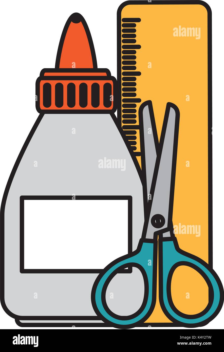 How To Draw A Bottle Of Glue And Scissors 