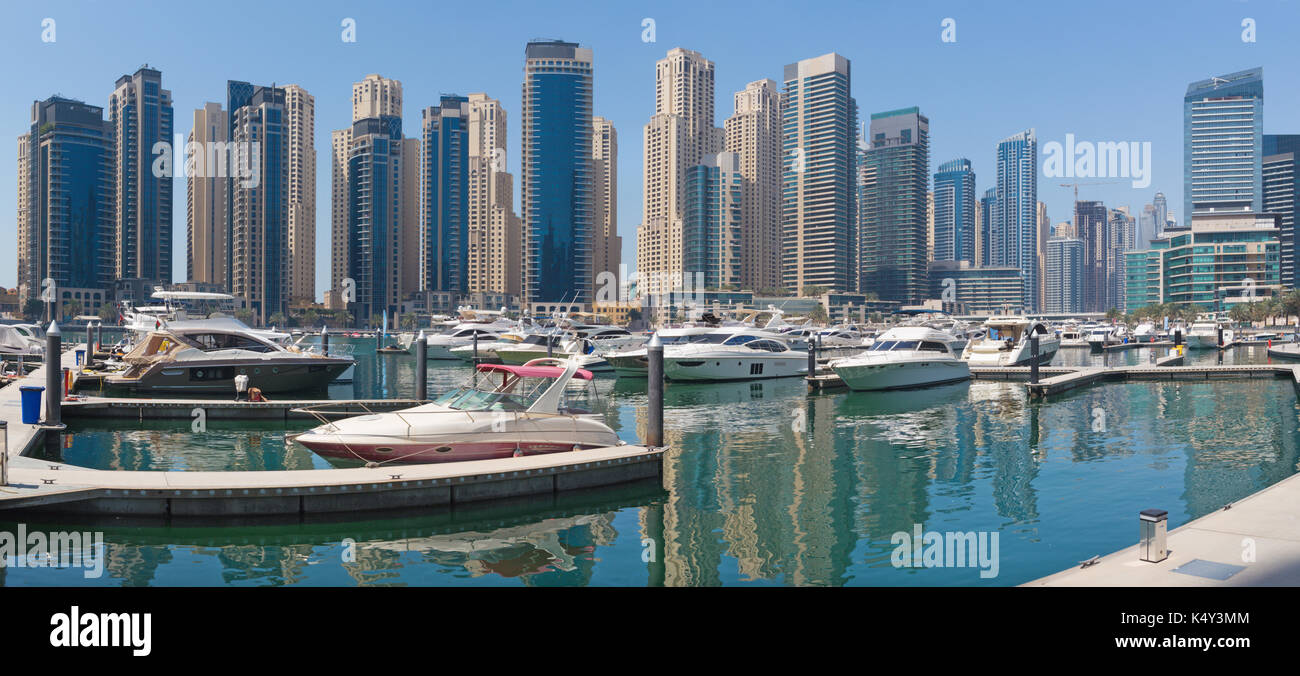 Dubai - The panorama of Marina hotels. Stock Photo