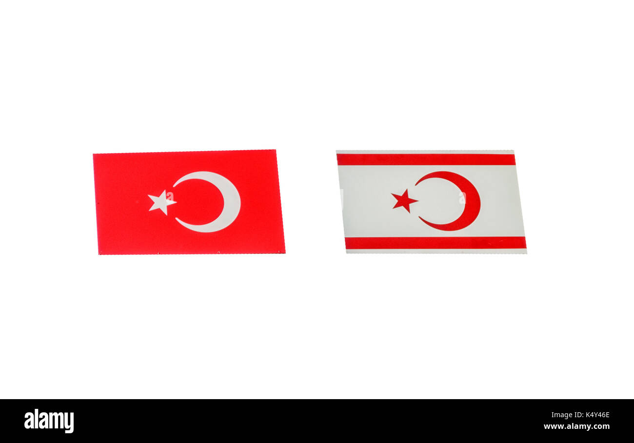 North Cyprus flag isolated on white Stock Photo