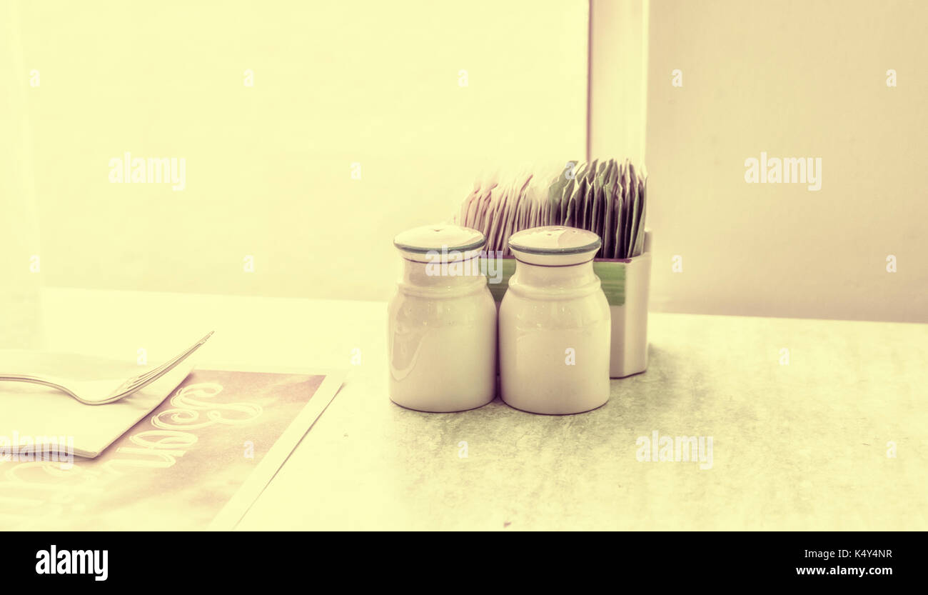 Table setting salt pepper shakers hires stock photography and images