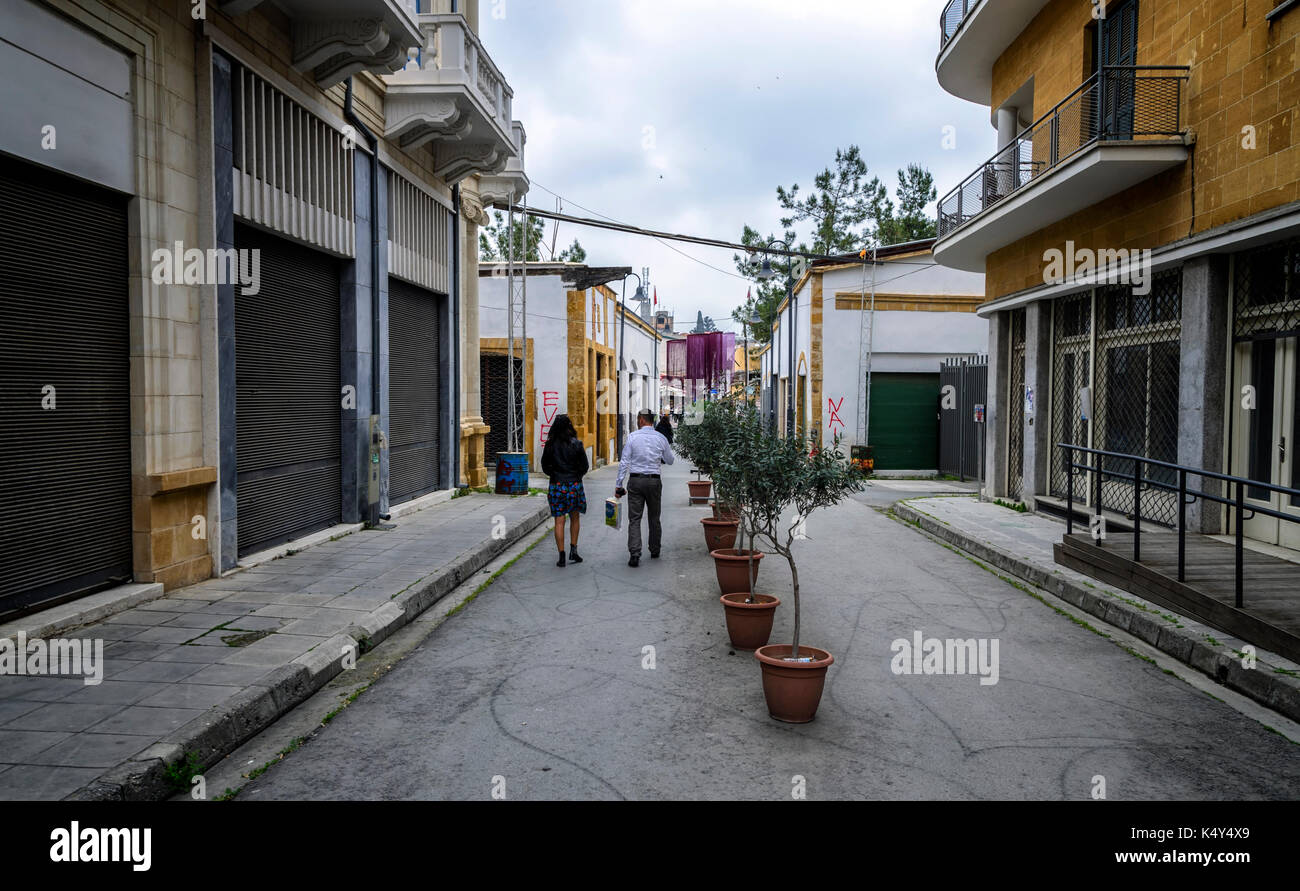 Nicosia, Cyprus on March 21, 2017: United Nations buffer zone (Green line) in Cyprus in Nicosia. Stock Photo