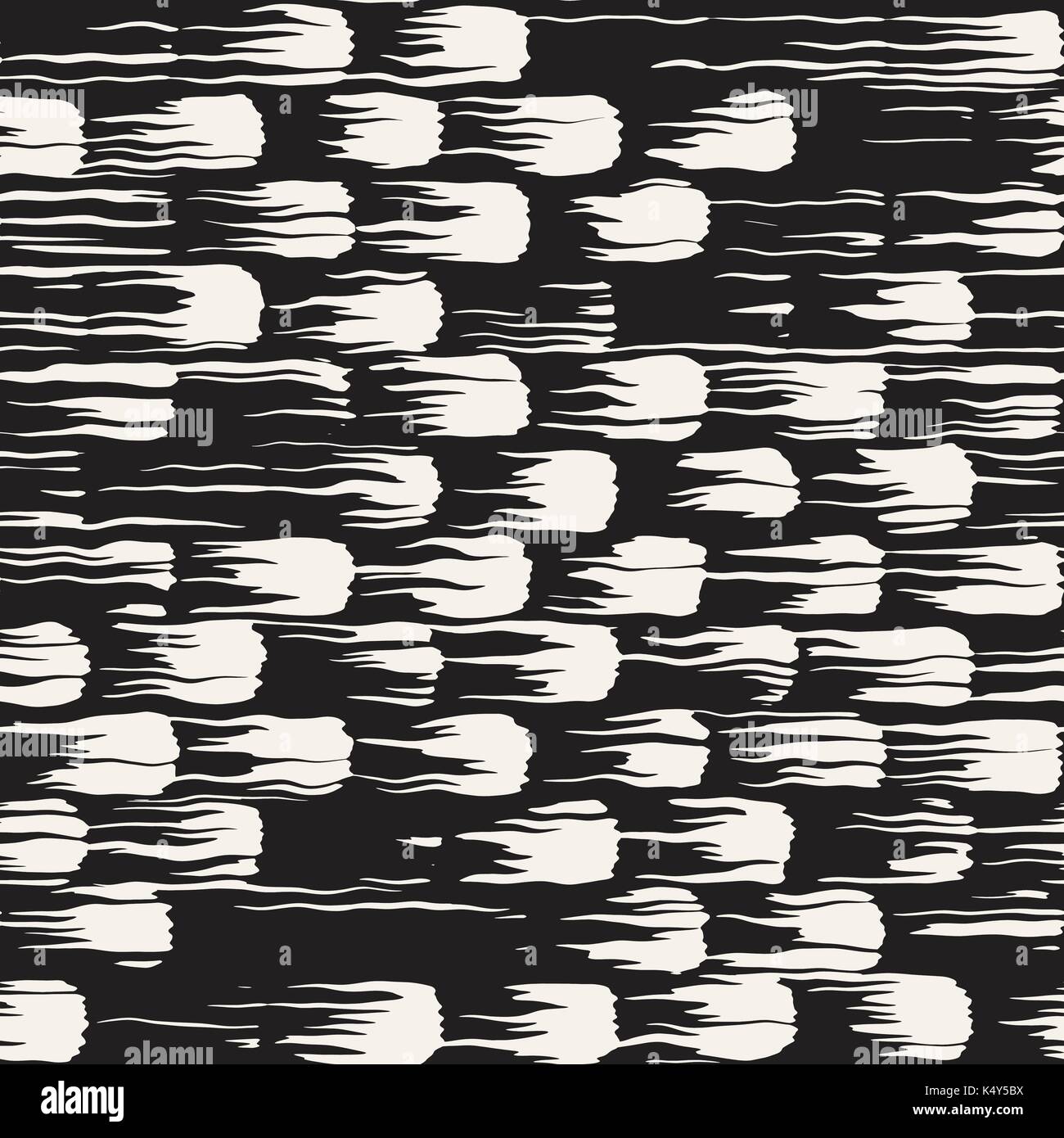 Vector seamless pattern with brush stripes and strokes. Black and white ...
