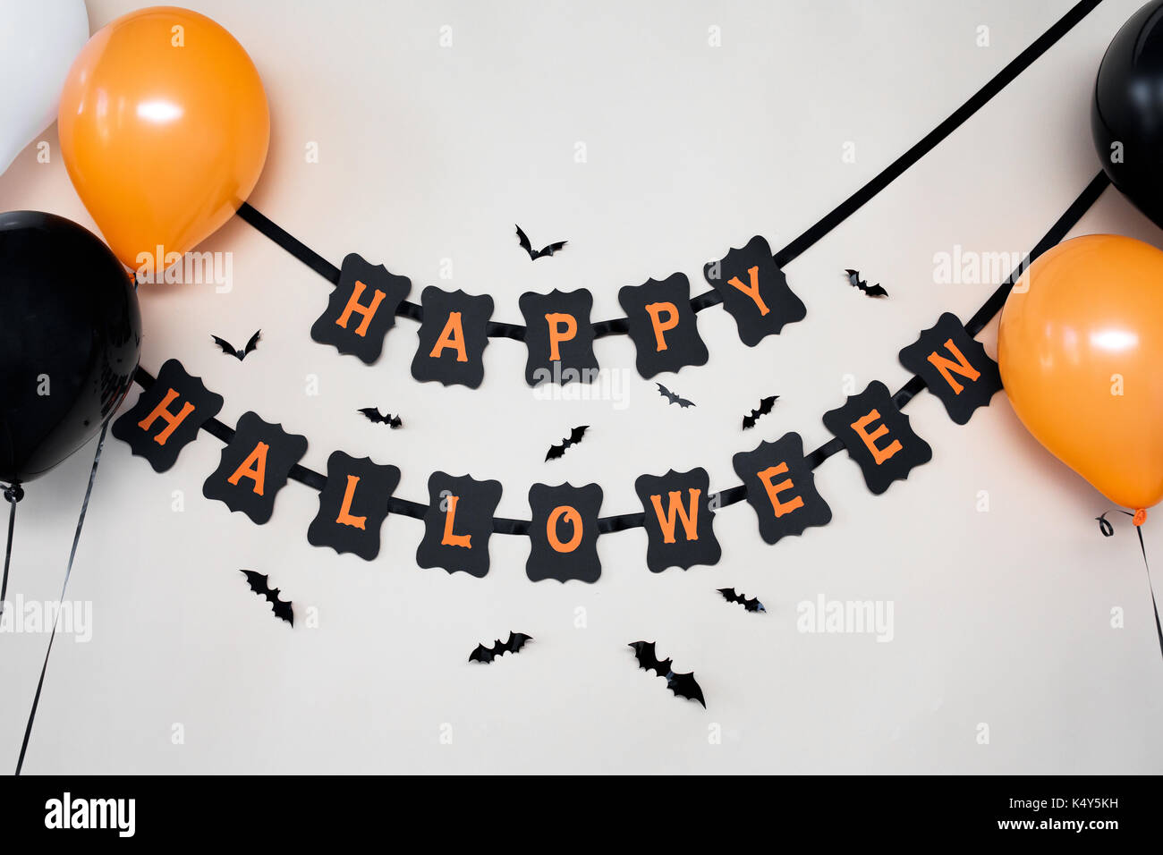 happy halloween party garland with air balloons Stock Photo
