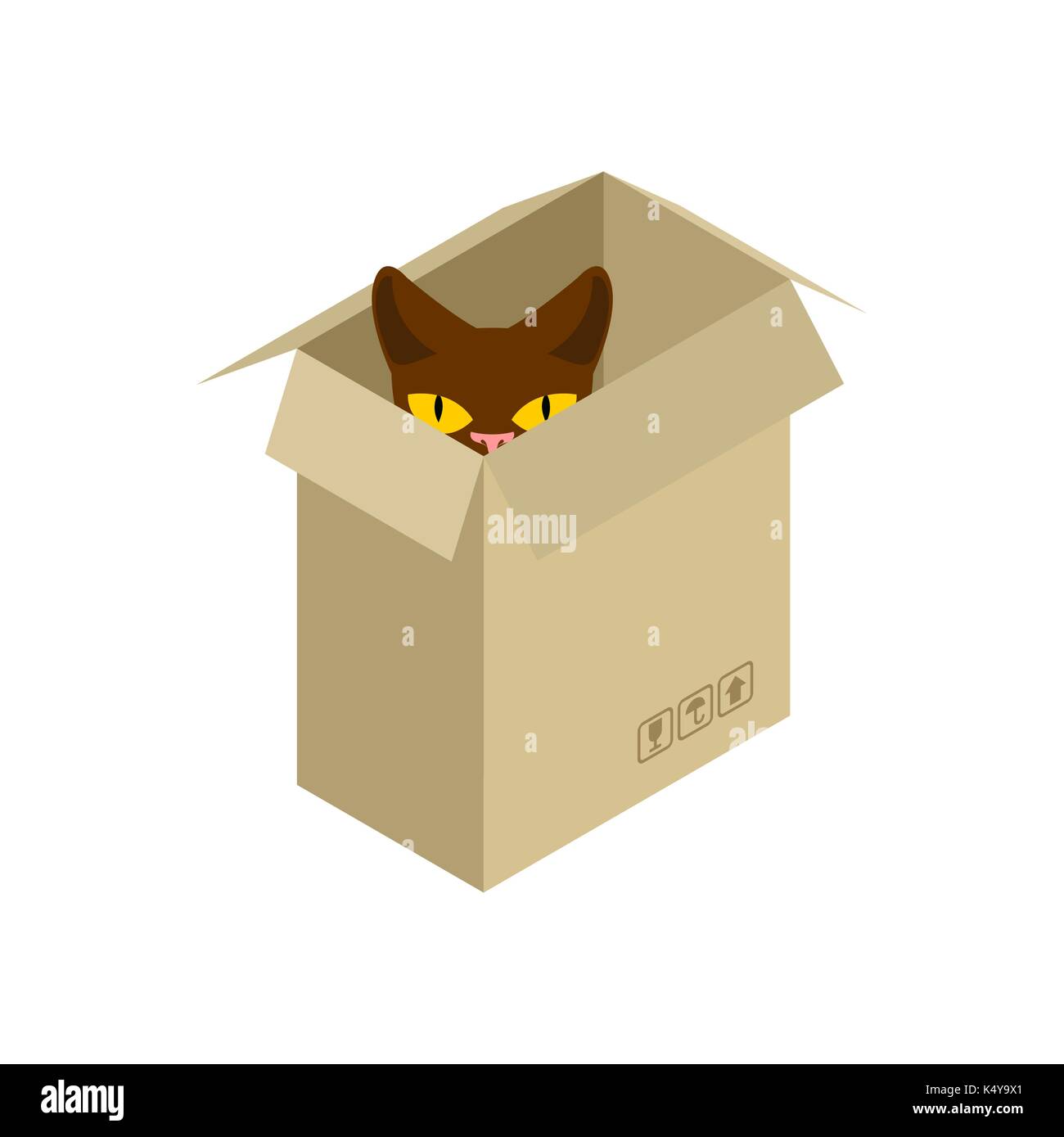 Кот в картонной коробке Векторная