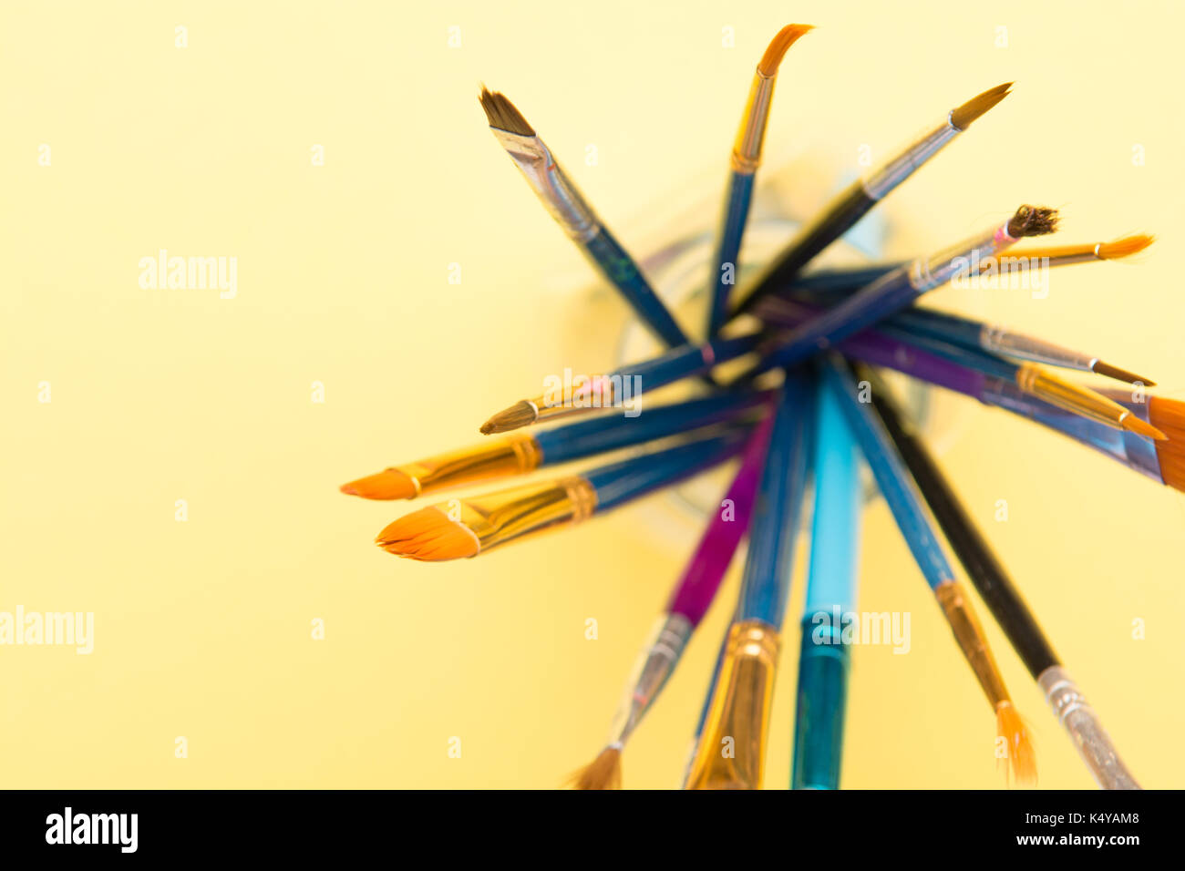 Paint brushes isolated, used artist tools with copy space Stock Photo ...