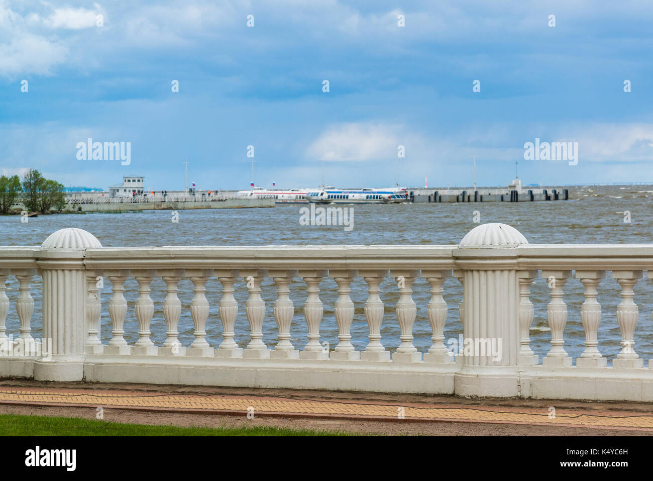 Gulf of Finland from embankment in Peterhof, Russia Stock Photo