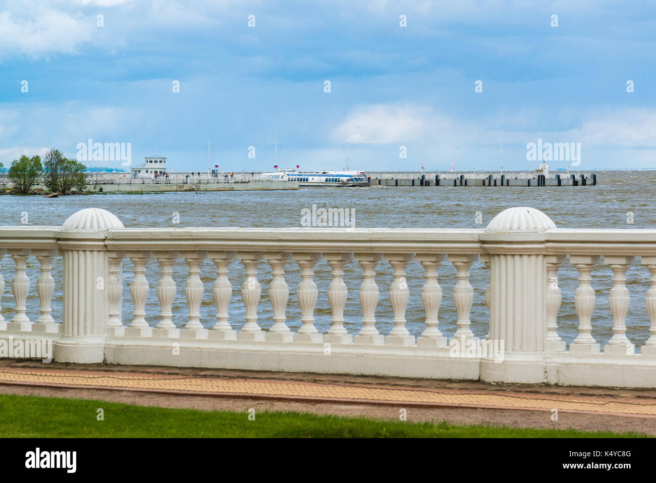 Peterhof, Russia - June 03. 2017. Gulf of Finland from embankment Stock Photo