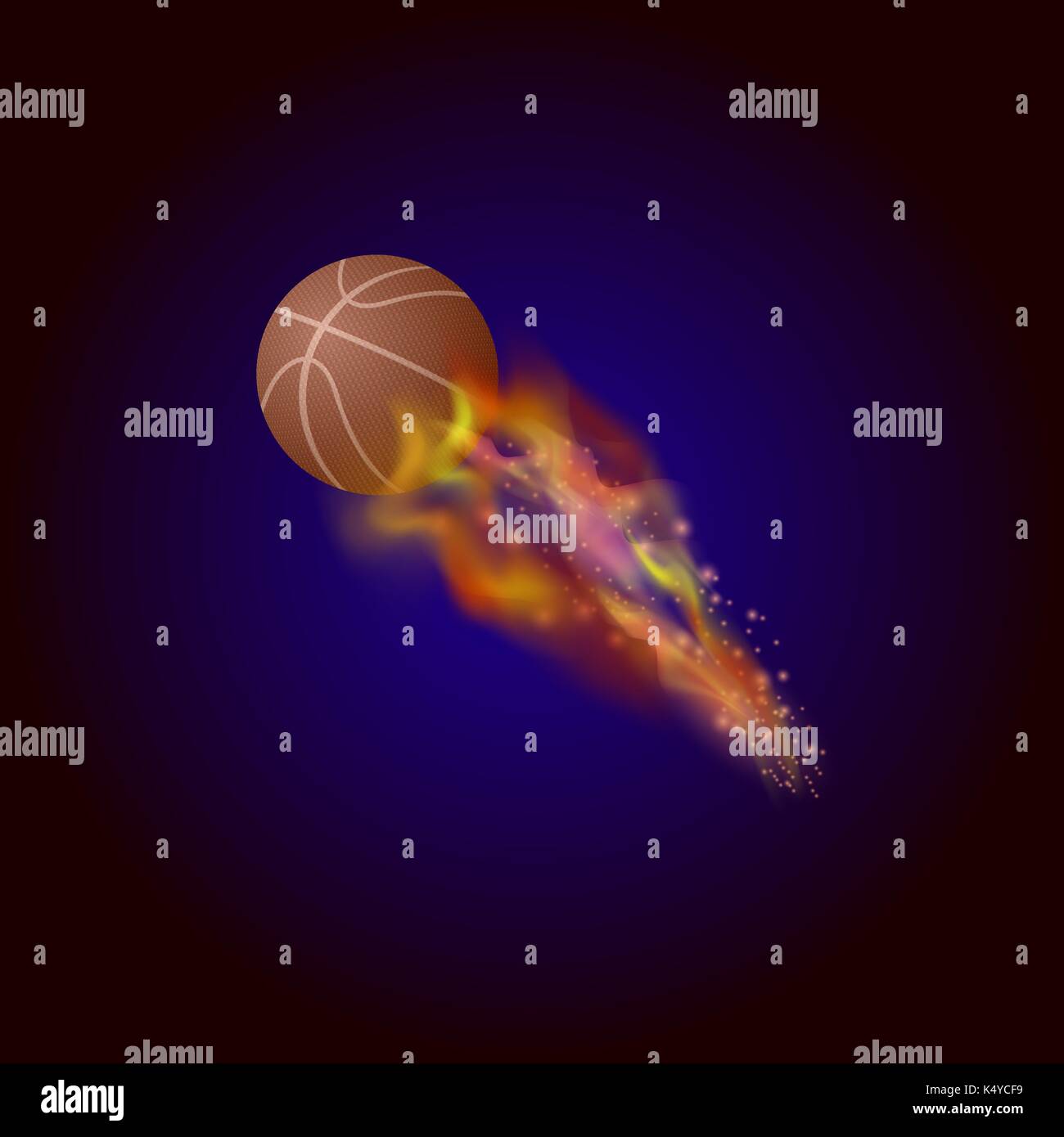 Burning Basketball Orange Ball Icon Stock Vector
