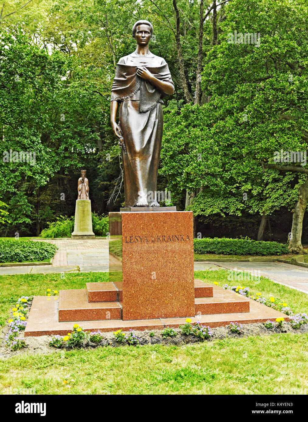 Since 1940 the Ukranian Cultural Garden in Cleveland has memorialized poet Larysa Petrivna Kosach-Kvitka amongst others. Stock Photo