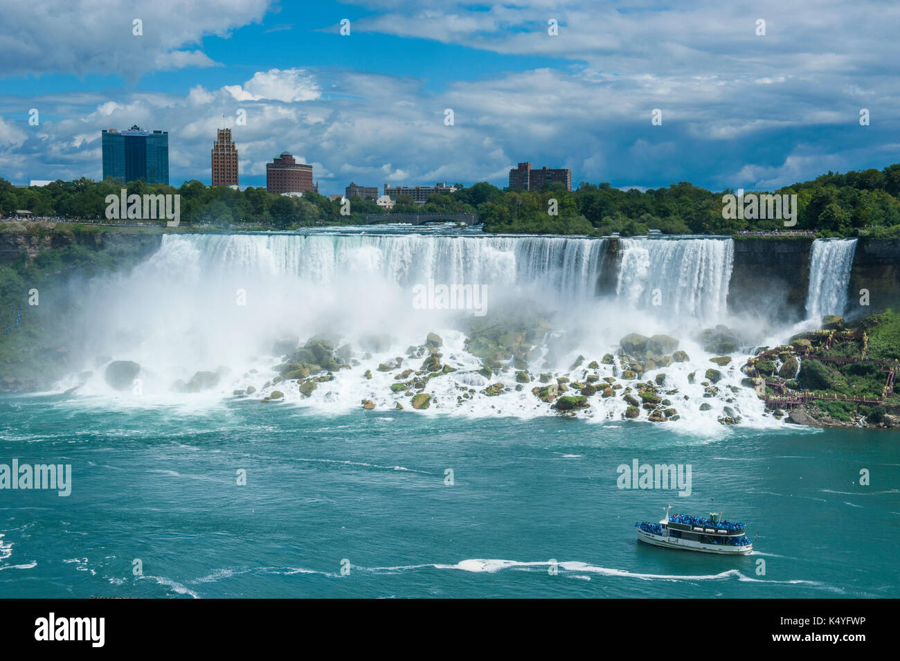 Overview over the American falls from Niagara Falls, Ontario, Canada Stock Photo