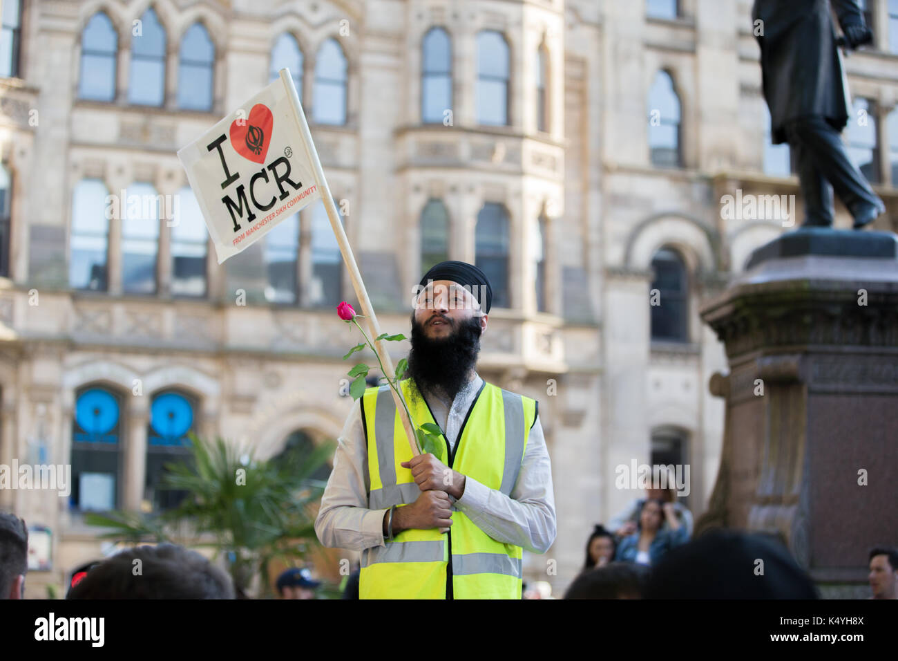 I Love Manchester St Annes Square Vigil Stock Photo