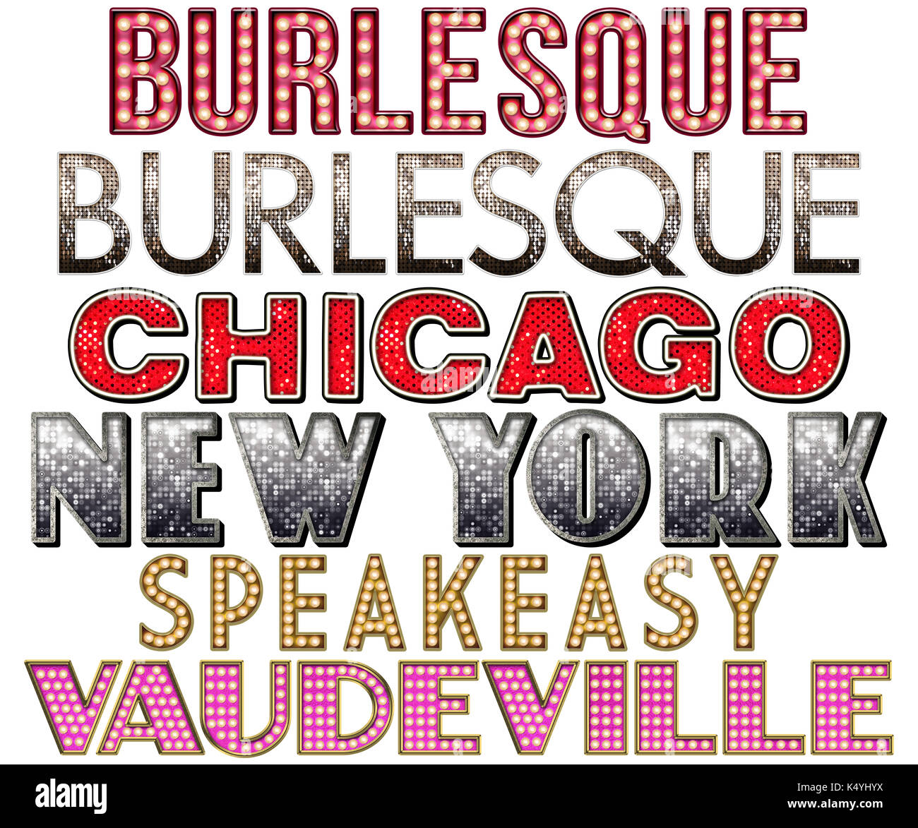 Word Art Typography Font Collection Stock Photo - Alamy