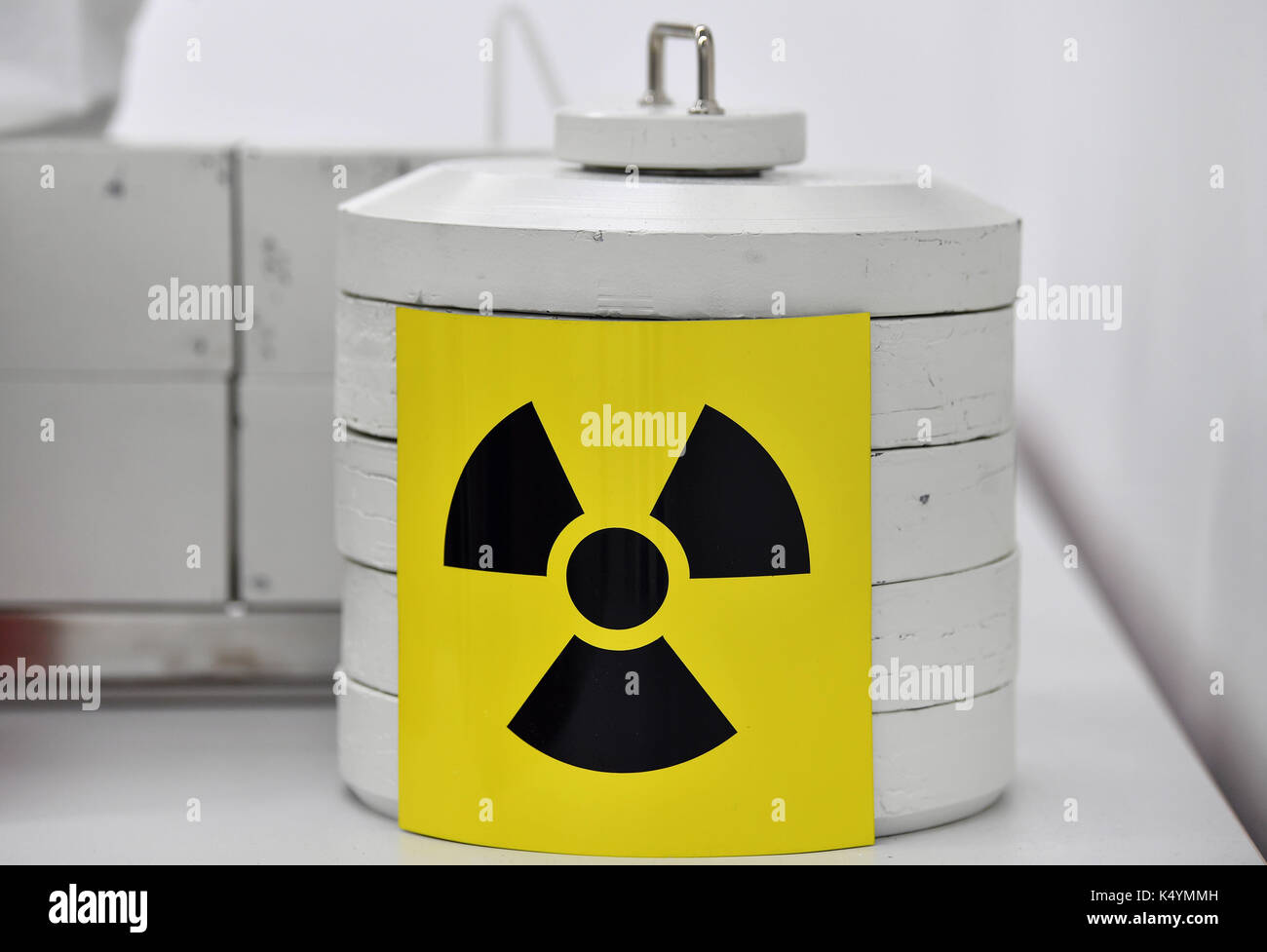 A container with radioactive material can be seen in the new building