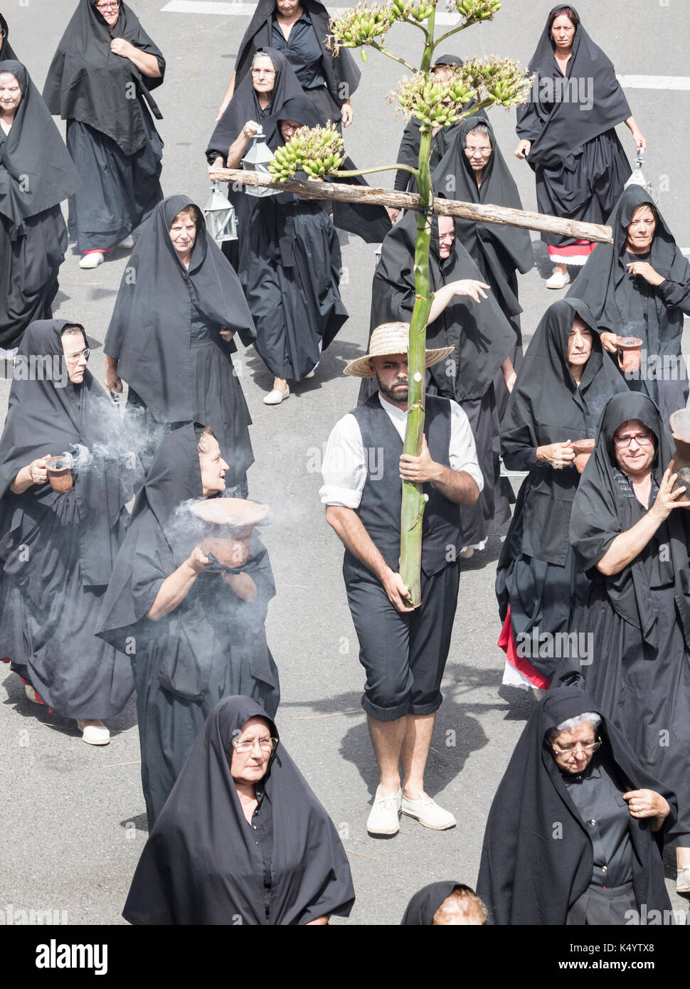 Teror, Gran Canaria, Canary Islands, Spain. 7th Sep, 2017. Every year on the 7/8th Sept, thousands of peregrinos (pilgrims) make their way to the mountain village of Teror on Gran Canaria to pay their respects to the island`s patron saint, nuestra senora del pino. Credit: ALAN DAWSON/Alamy Live News Stock Photo