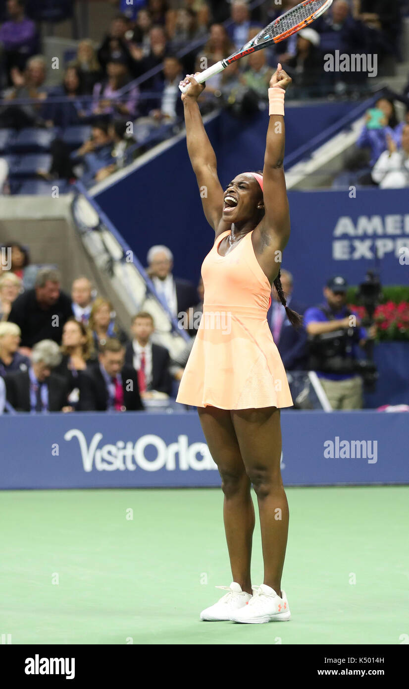 New York, USA. 7th Sep, 2017. Sloane Stephens of the United States ...