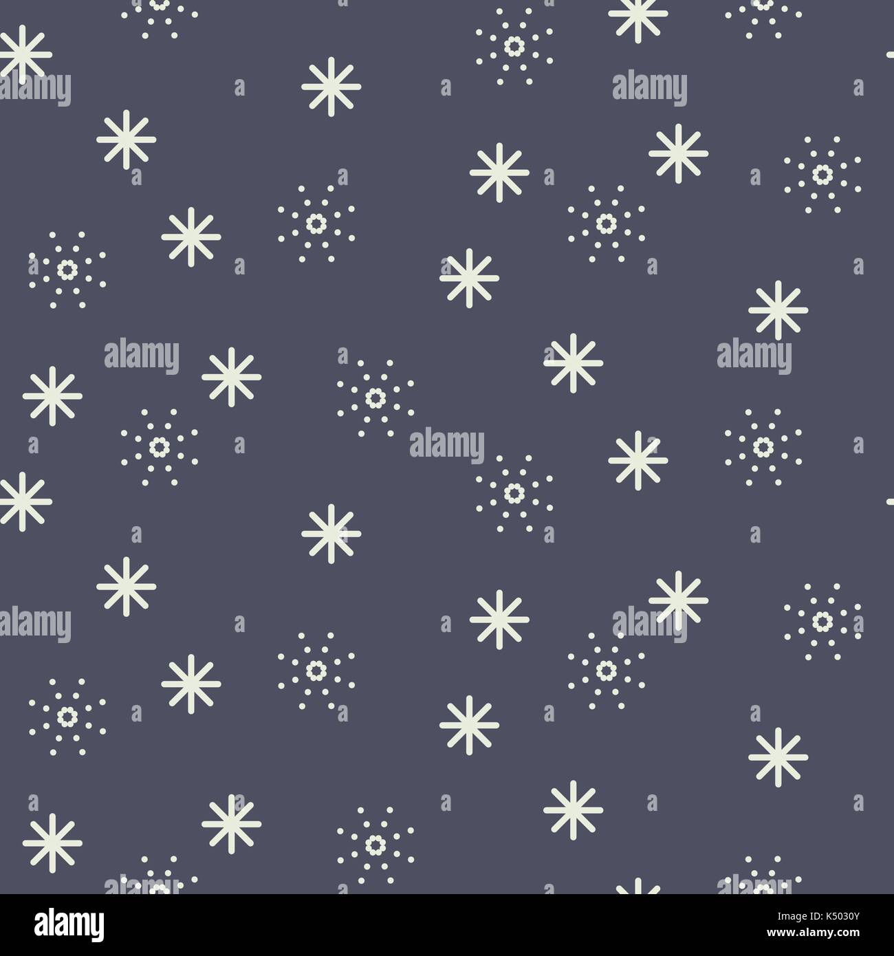Seamless snowflake vector pattern in dark blue colors. Stock Vector