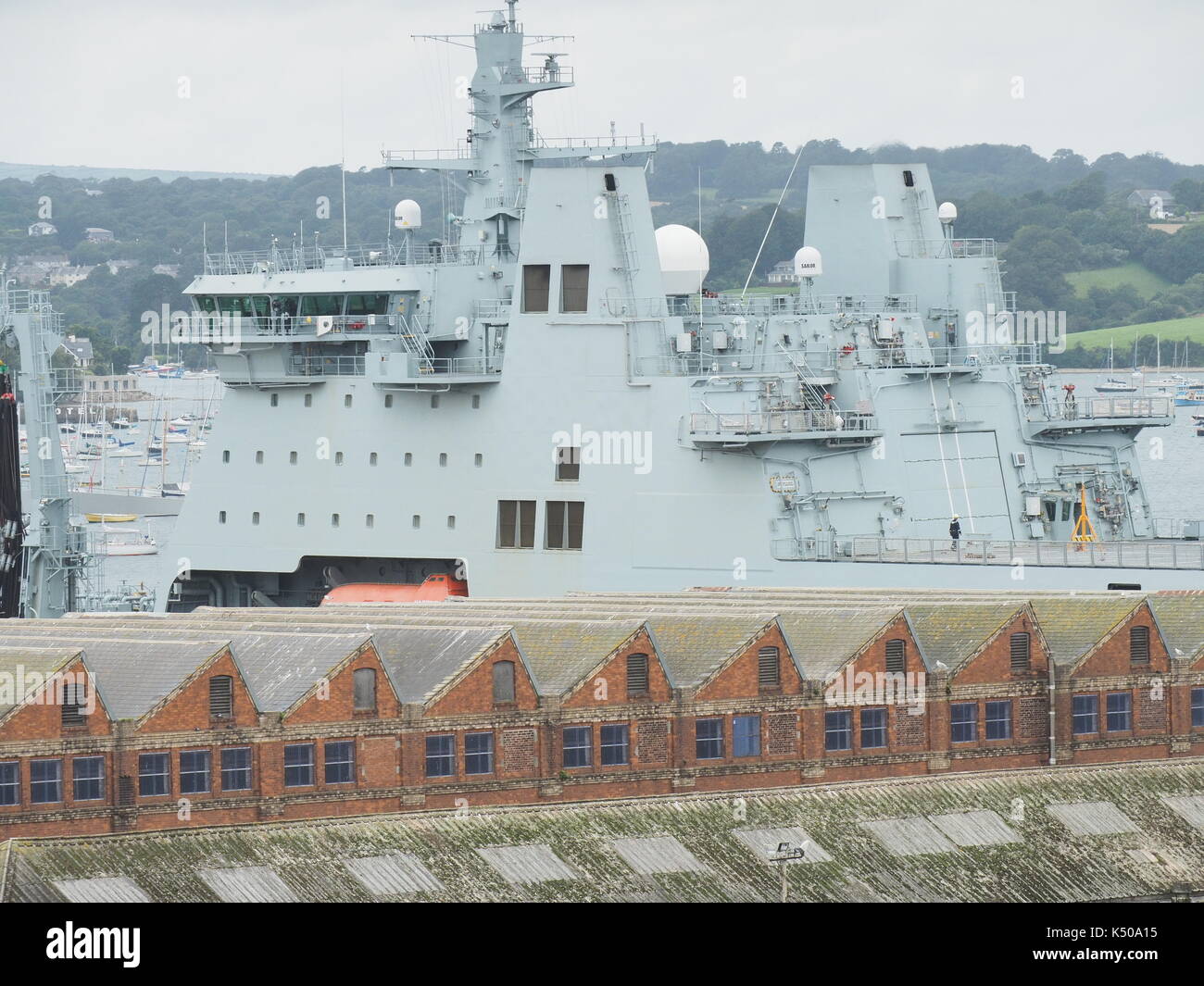 Pendennis shipyard Cornwall UK Stock Photo