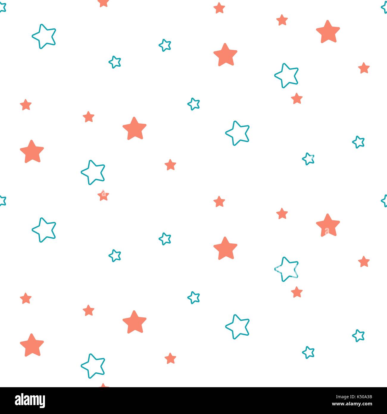 Star shape blue and green seamless kid pattern. Stock Vector