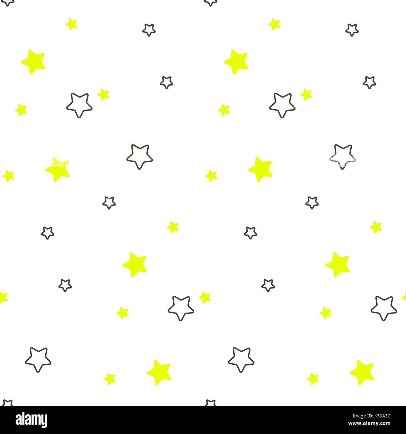 Star shape blue and green seamless kid pattern. Stock Vector
