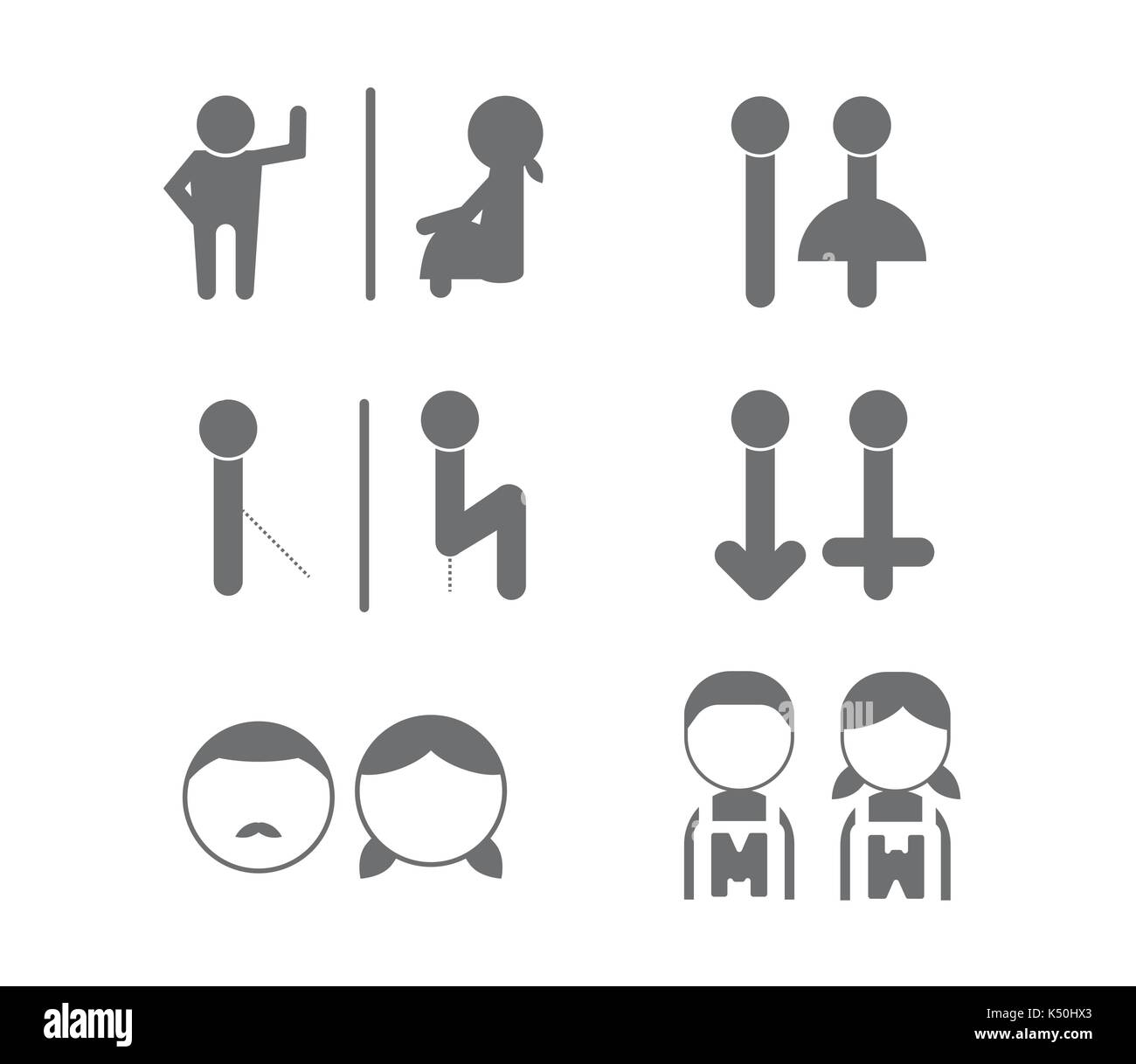set of W/C toilet, bathroom gender icon symbol vector illustration