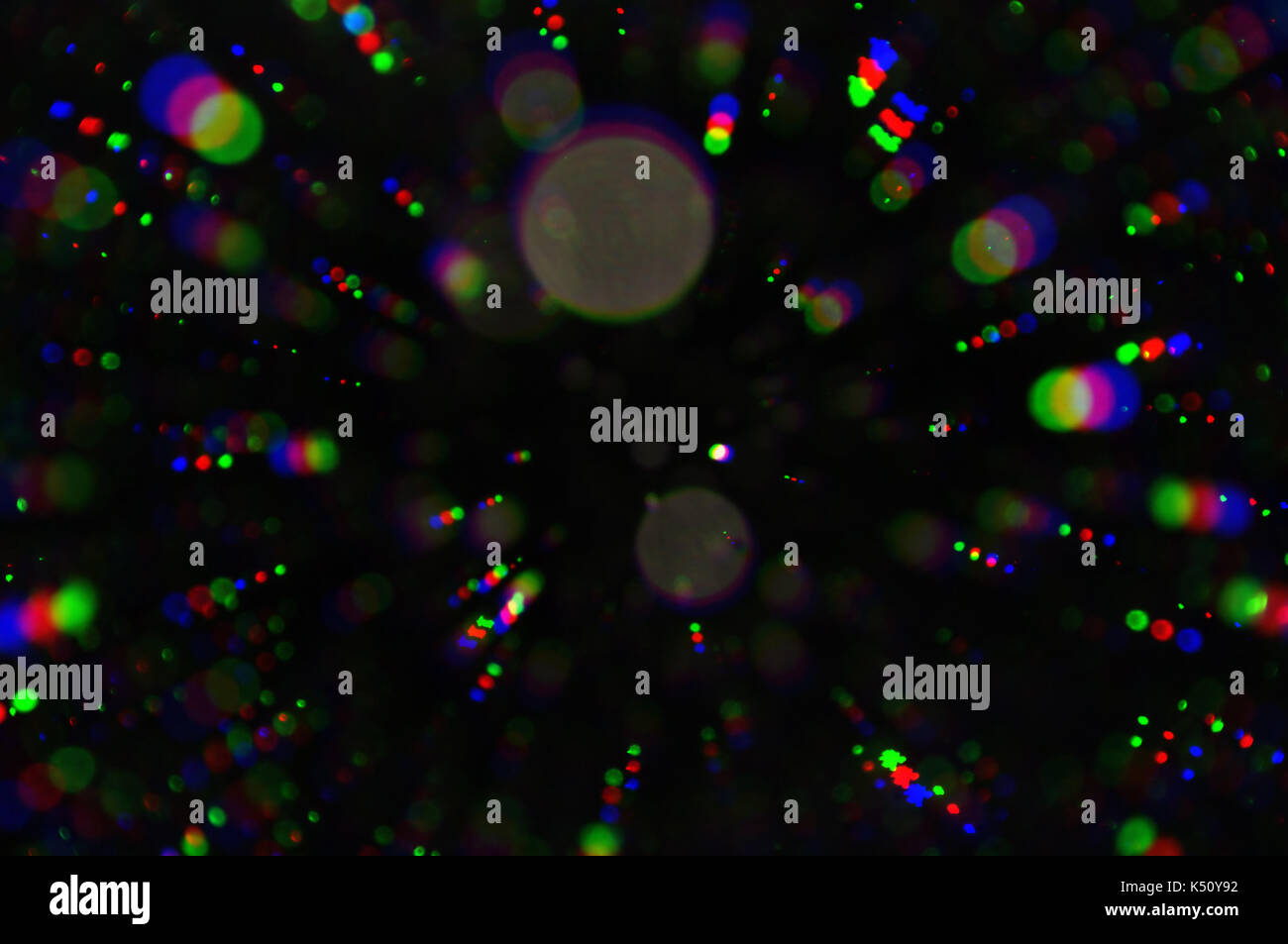 Flashing lights colorful circles blur. Abstract background. Stock Photo