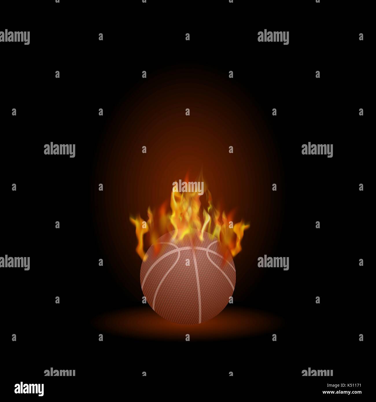 Burning Basketball Orange Ball Icon Stock Vector